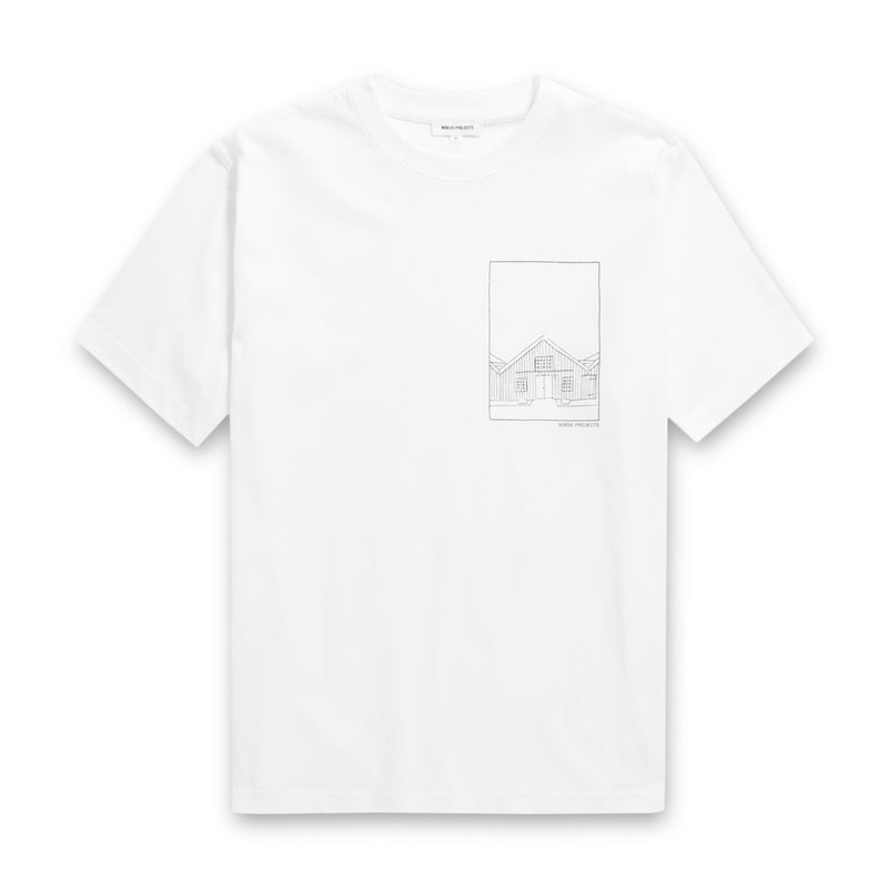 Norse Projects - Johannes Kanonbadsvej Print T-Shirt in White - Nigel Clare