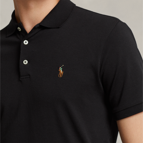Ralph Lauren - Custom Slim Fit Soft Cotton Polo Shirt in Black - Nigel Clare