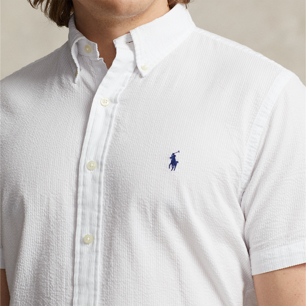 Ralph Lauren Custom Fit Seersucker SS Shirt in White Nigel Clare