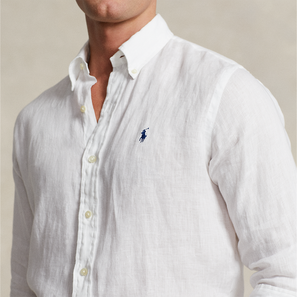 Polo ralph lauren mens white linen shirt best sale