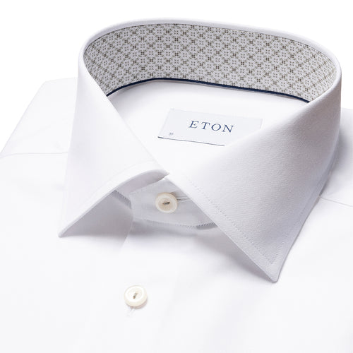 Eton - Contemporary Fit Pattern Trim Shirt in White - Nigel Clare