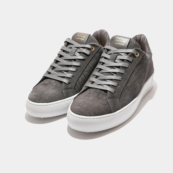 Android Homme Zuma Caiman Croc Trainers in Charcoal Nigel Clare