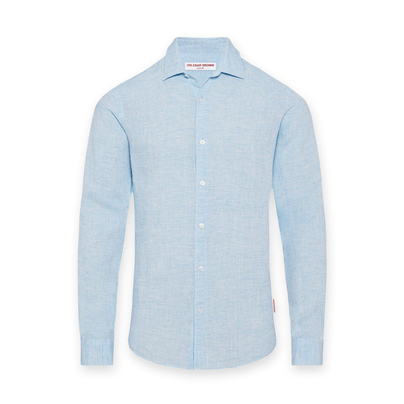 Orlebar Brown - Giles Linen TF Shirt in Pale Blue/White - Nigel Clare