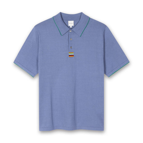 Paul Smith - 'Signature Stripe' Trim Polo Shirt in Mid Blue - Nigel Clare