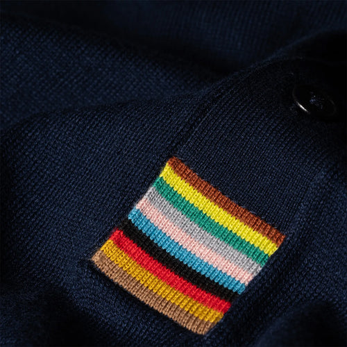 Paul Smith - 'Signature Stripe' Trim Polo Shirt in Navy - Nigel Clare