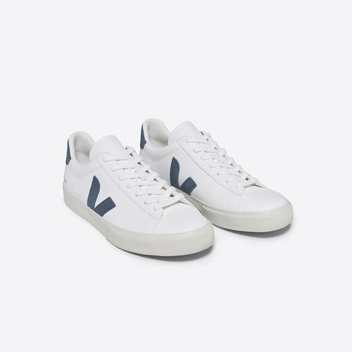 Veja - Campo Chromefree Leather Trainer in White/Blue