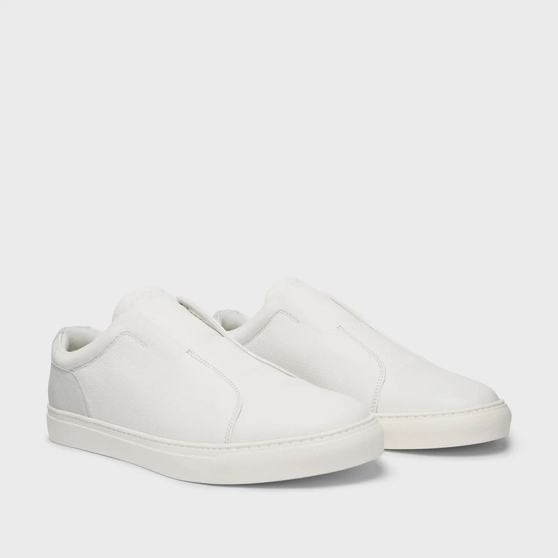 Harrys London - Aaron Suede/Soft Leather Trainers in White/Grey - Nigel Clare
