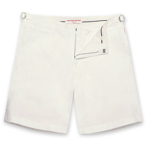 Orlebar Brown - Norwich Linen Tailored Shorts in White - Nigel Clare
