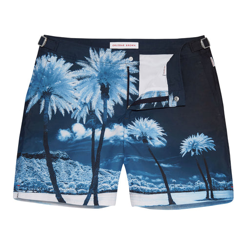 Orlebar Brown - Bulldog Photographic Swim Shorts in Blue Palms - Nigel Clare
