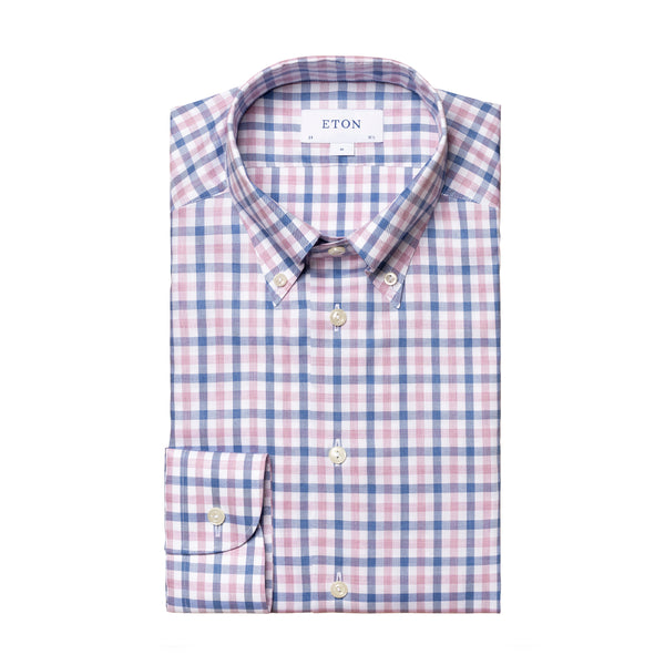 Eton - Slim Fit Box Check Shirt in White/Blue/Pink