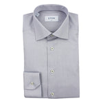 Eton - Slim Fit Patterned Twill Shirt in Blue - Nigel Clare