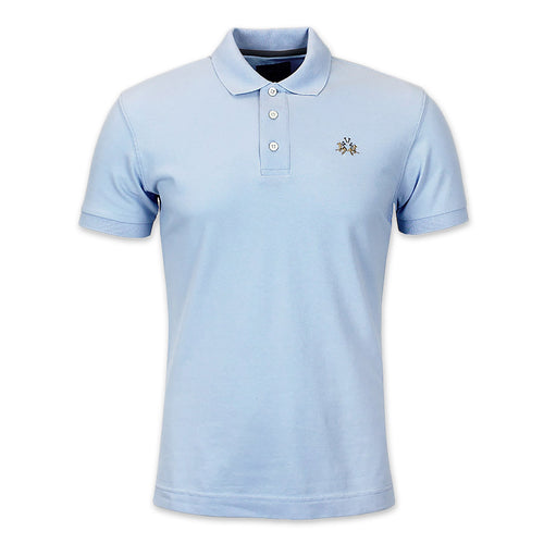 La Martina - Slim Fit Pique Polo Shirt in Skyway Blue - Nigel Clare