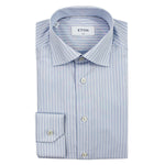 Eton - Slim Fit Striped Shirt in Blue & White - Nigel Clare