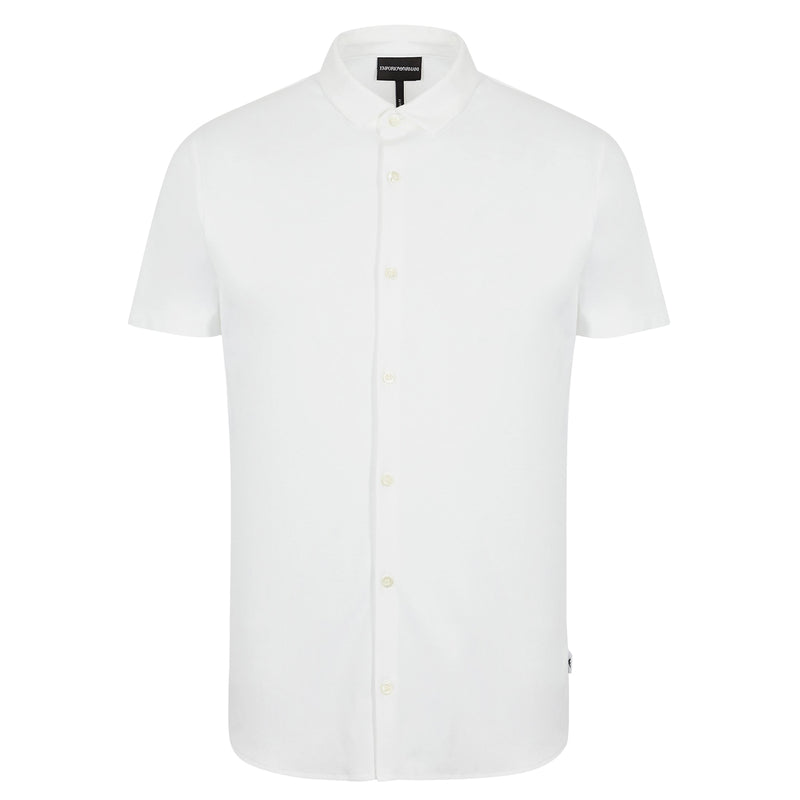 Emporio Armani - Short Sleeve Jersey Cotton Shirt in White - Nigel Clare