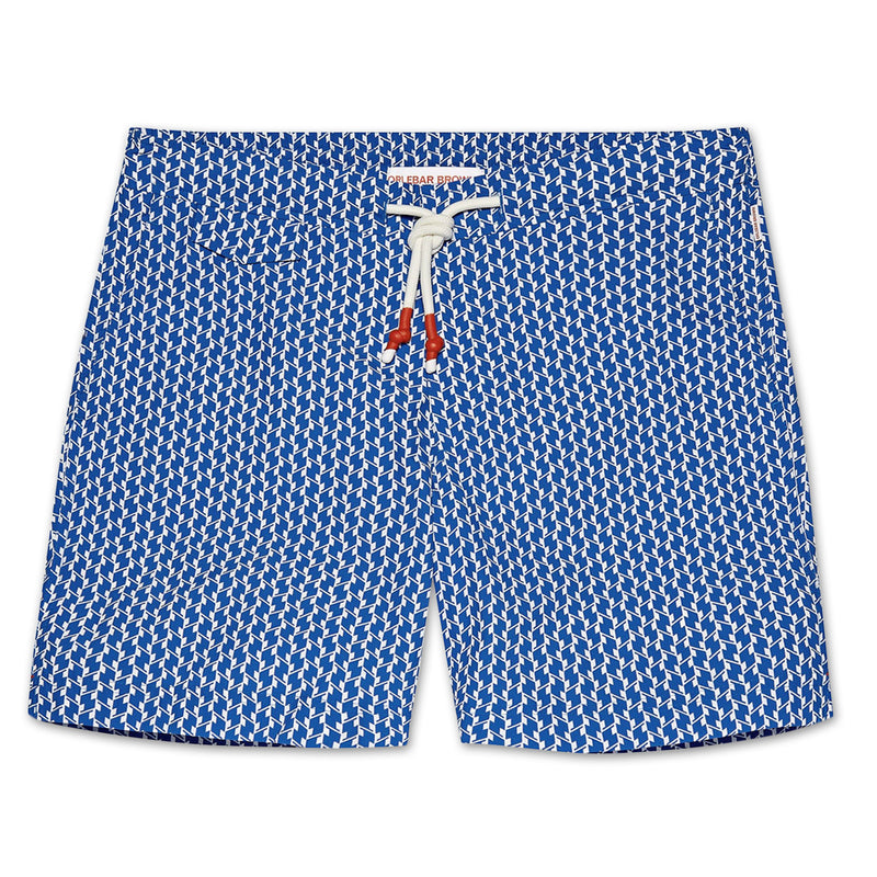 Orlebar Brown - Standard Castell Swim Shorts in Blue/White - Nigel Clare