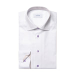 Eton - Contemporary Fit Lilac Button Shirt in White - Nigel Clare