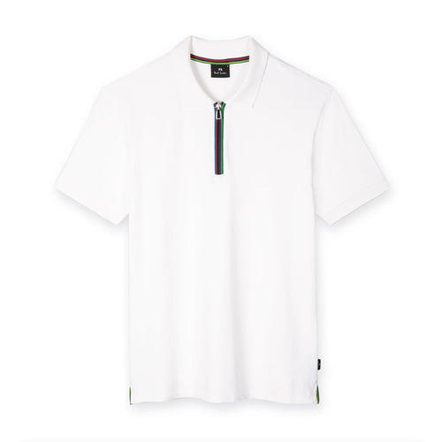 PS Paul Smith - Zip Neck Polo Shirt in White - Nigel Clare