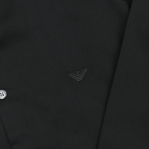 Emporio Armani - Slim Fit Stretch Poplin Shirt in Black - Nigel Clare