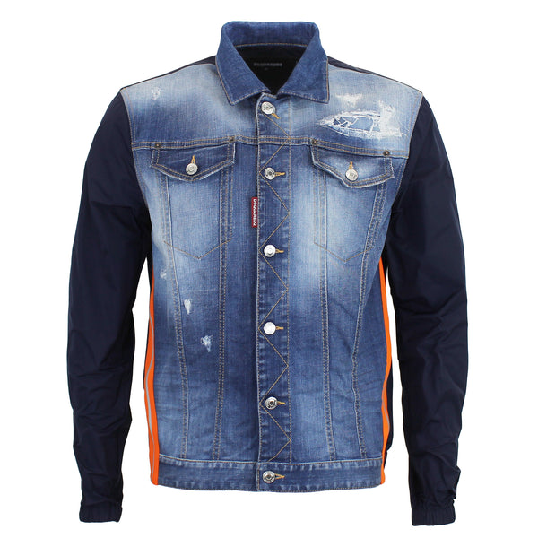 DSQUARED2 Nylon Layered Dan Denim Jacket in Blue Nigel Clare