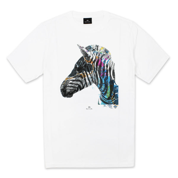 Acquista PS Paul Smith Maglietta manica corta zebra print - bianco su Acquista PS Paul Smith Maglietta manica corta zebra print - bianco su