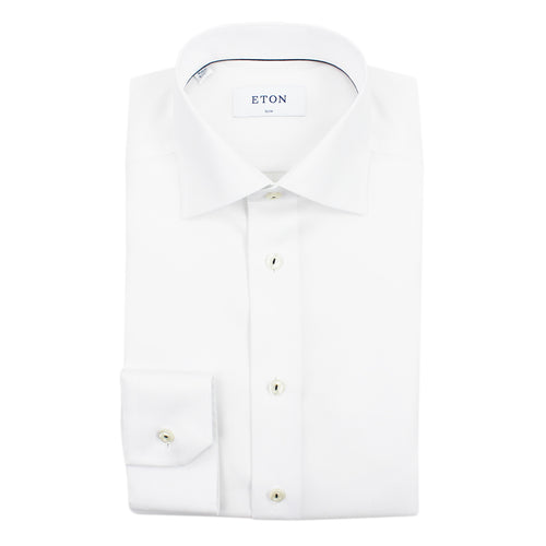 Eton - Slim Fit Self Patterned Shirt in White - Nigel Clare