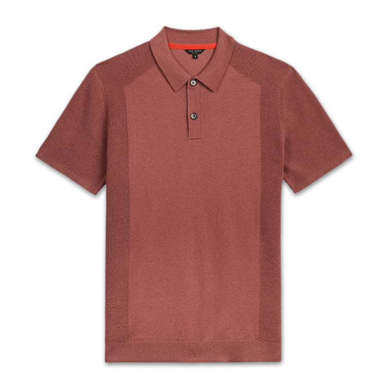 Ted Baker - BUMP Knitted Polo Shirt in Pink - Nigel Clare