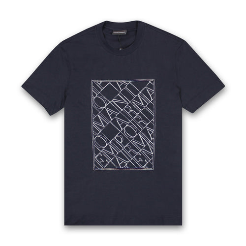 Emporio Armani - Embroidered Line Eagle T-Shirt in Navy - Nigel Clare