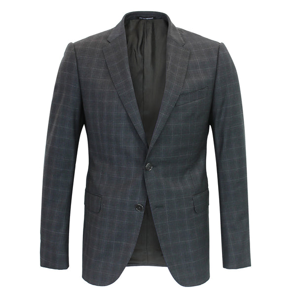 Emporio Armani M Line 2 Piece Woven Check Suit in Charcoal