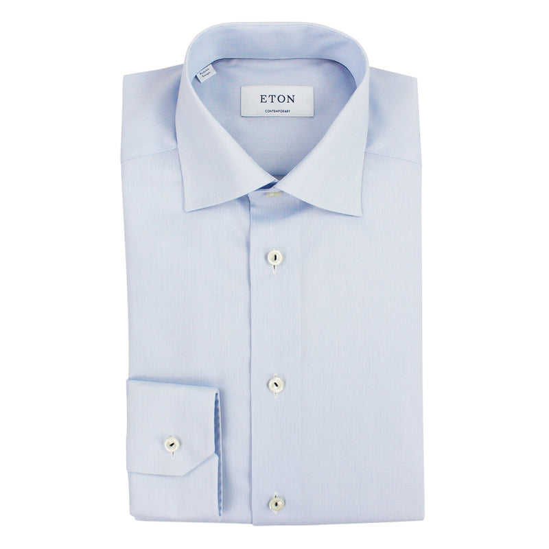 Eton - Contemporary Fit Textured Shirt in Blue - Nigel Clare