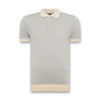 Remus - Slim Fit Patterned Polo in Stone/Blue