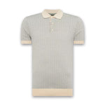 Remus - Slim Fit Patterned Polo in Stone/Blue