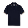 Paul Smith - Cotton 'Signature Stripe' Zip Polo Shirt in Navy