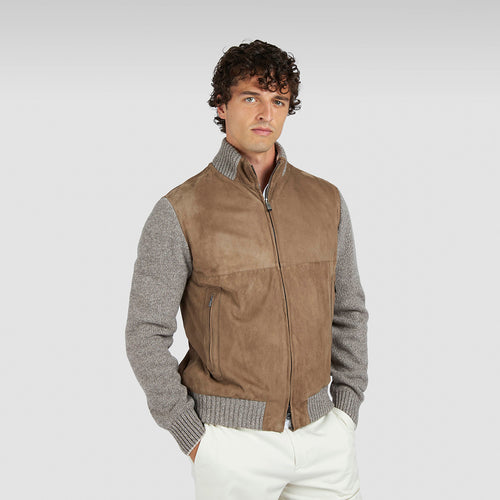 Paul & Shark - Suede Wool Cashmere Jacket in Moonbeam Fungi