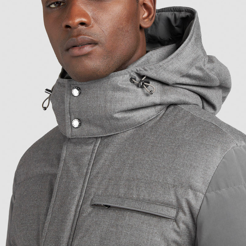 Paul & Shark - Wool & Silk Blend Puffer Jacket in Grey