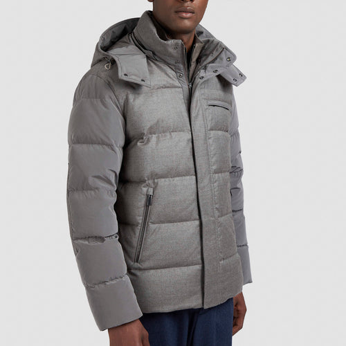 Paul & Shark - Wool & Silk Blend Puffer Jacket in Grey
