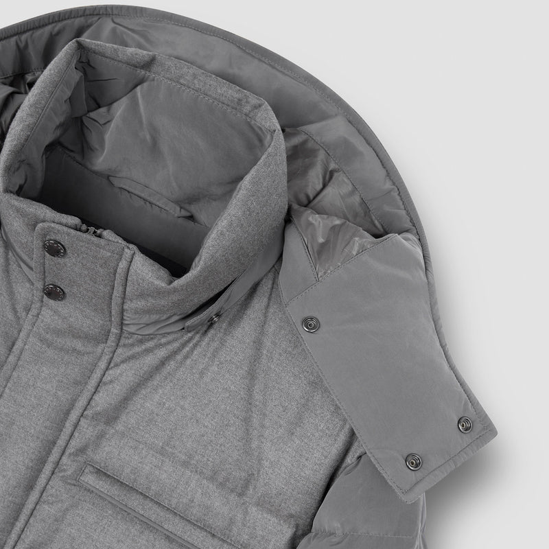 Paul & Shark - Wool & Silk Blend Puffer Jacket in Grey