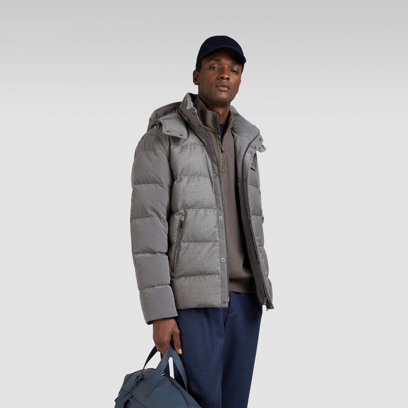 Paul & Shark - Wool & Silk Blend Puffer Jacket in Grey