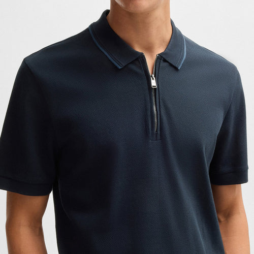 Boss - H-Paras Zip Neck Polo in Navy