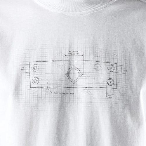 Mastrum - Badge Blueprint Tee in Optic White