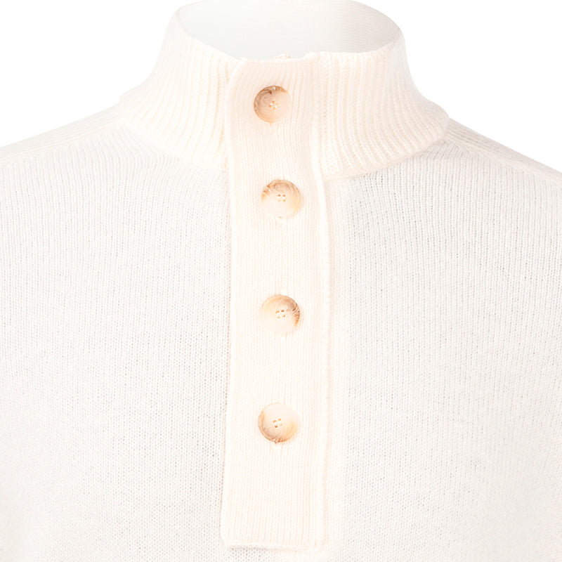 Gran Sasso - Button Mock Neck in Off White