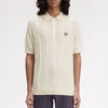 Fred Perry - Textured Cable Knit Polo in Ecru