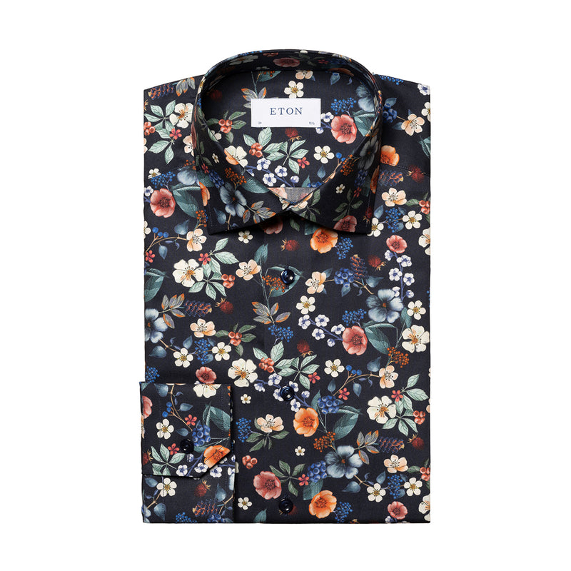 Eton - Slim Fit Floral Print Shirt in Navy - Nigel Clare