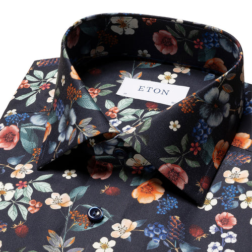 Eton - Slim Fit Floral Print Shirt in Navy - Nigel Clare
