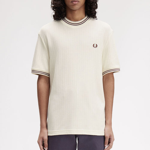 Fred Perry - Ribbed Jersey T-Shirt in Ecru