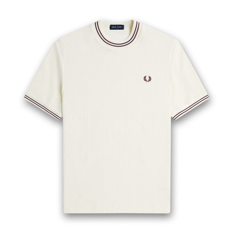 Fred Perry - Ribbed Jersey T-Shirt in Ecru