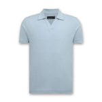 Remus - Tapered Fit Open Collar Polo in Sky Blue