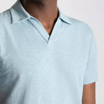 Remus - Tapered Fit Open Collar Polo in Sky Blue