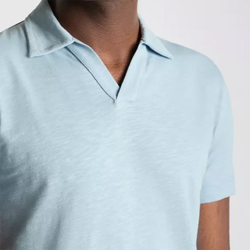 Remus - Tapered Fit Open Collar Polo in Sky Blue