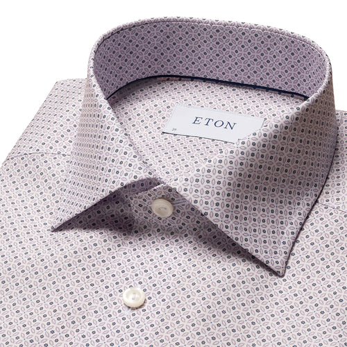 Eton - Slim Fit Patterned Shirt in White/Pink - Nigel Clare