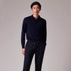 Paul Smith - Merino Wool Knitted Long-Sleeve Polo Shirt in Navy